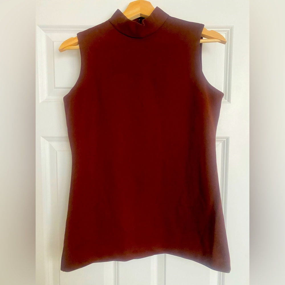 Vintage brown sleeveless, mockneck top